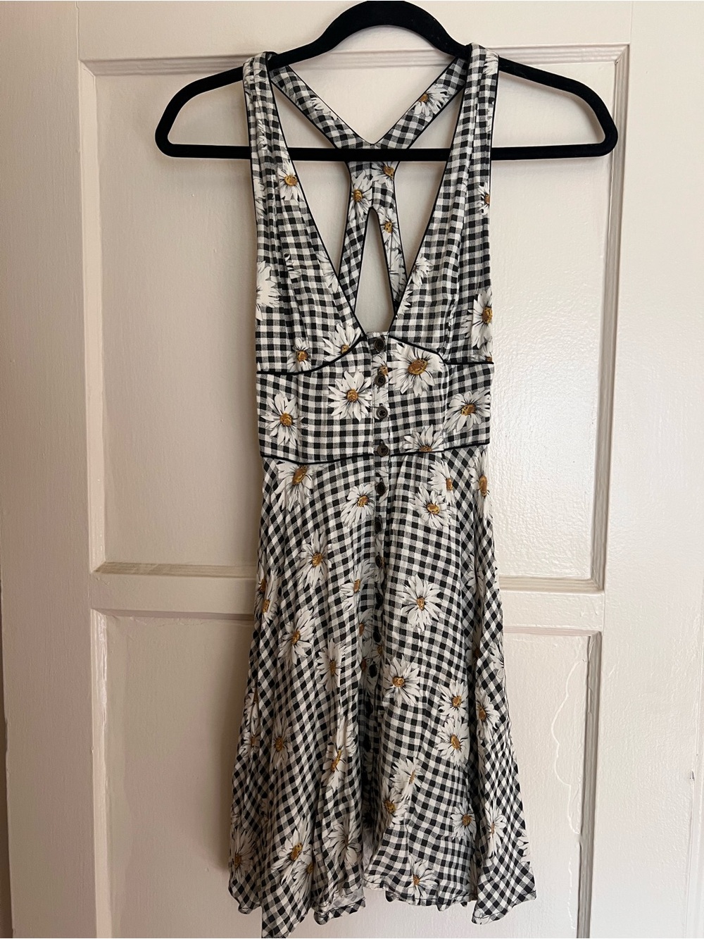 Black & White Gingham Daisy Sundress
